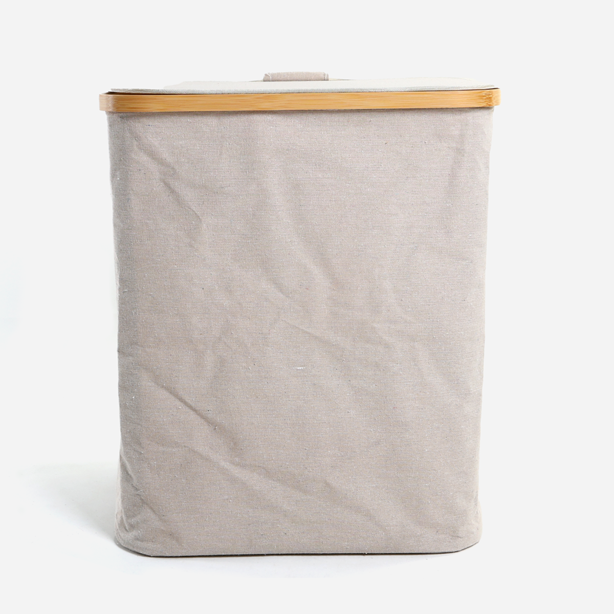 SM Home Cotton Linen Laundry Bag with Bamboo Frame - Beige