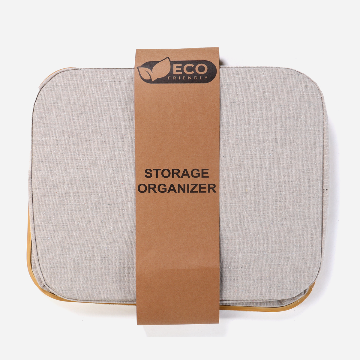 SM Home Cotton Linen Laundry Bag with Bamboo Frame - Beige