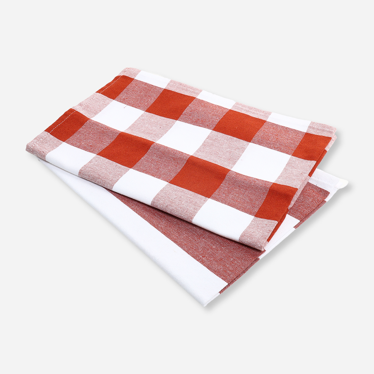 Hosh Set of 2 Kitchen Towels Big Checkered and Stripes - Red