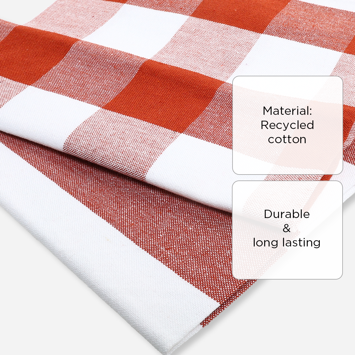 Hosh Set of 2 Kitchen Towels Big Checkered and Stripes - Red