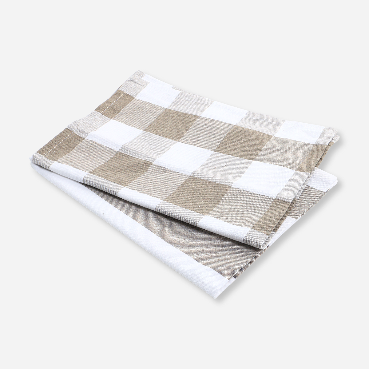 Hosh Set of 2 Kitchen Towels Checkered and Stripes - Beige
