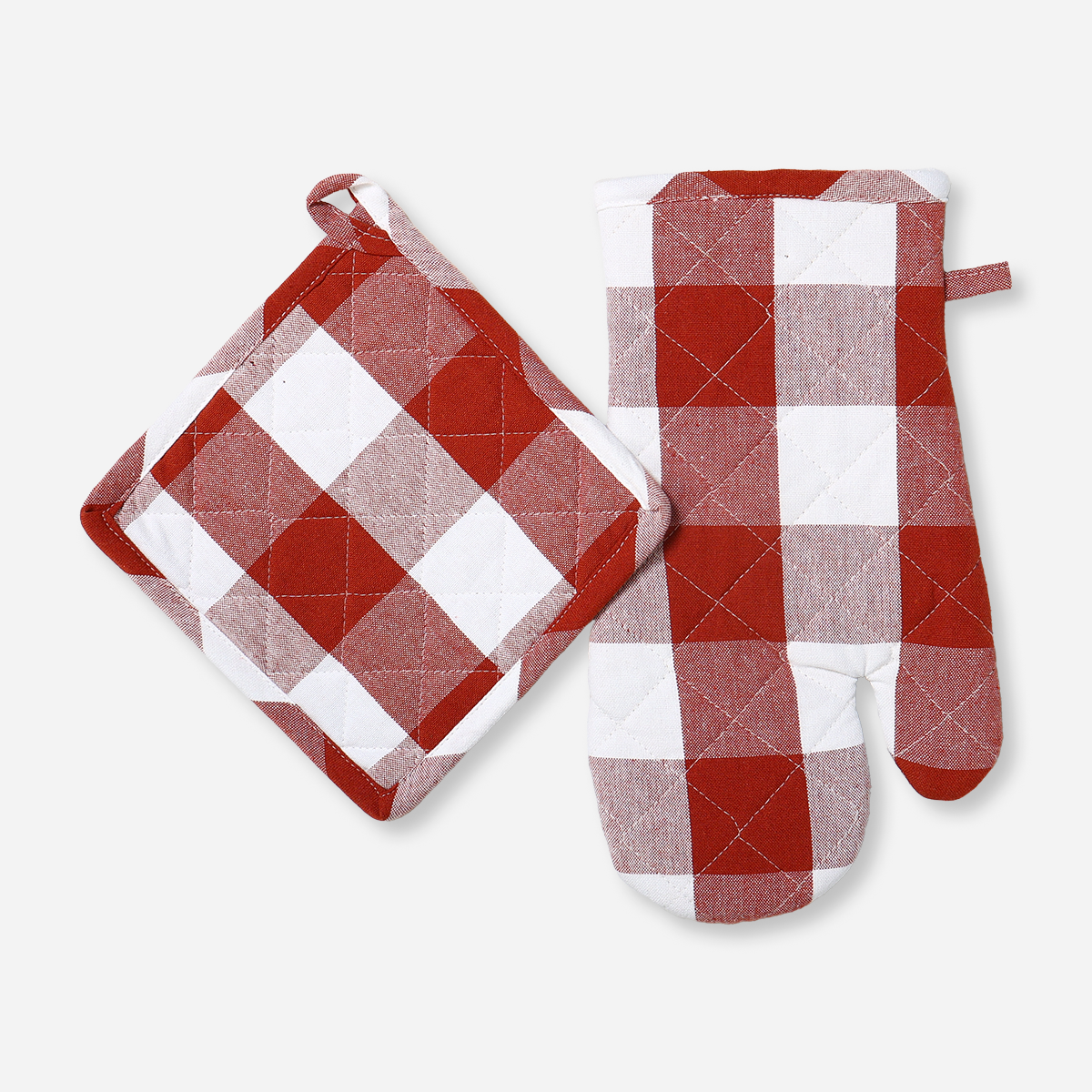 Hosh Glove and Mitten Set Checkered - Rust