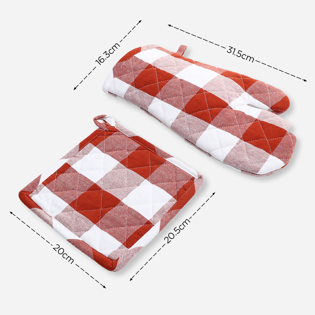 Hosh Glove and Mitten Set Checkered - Rust