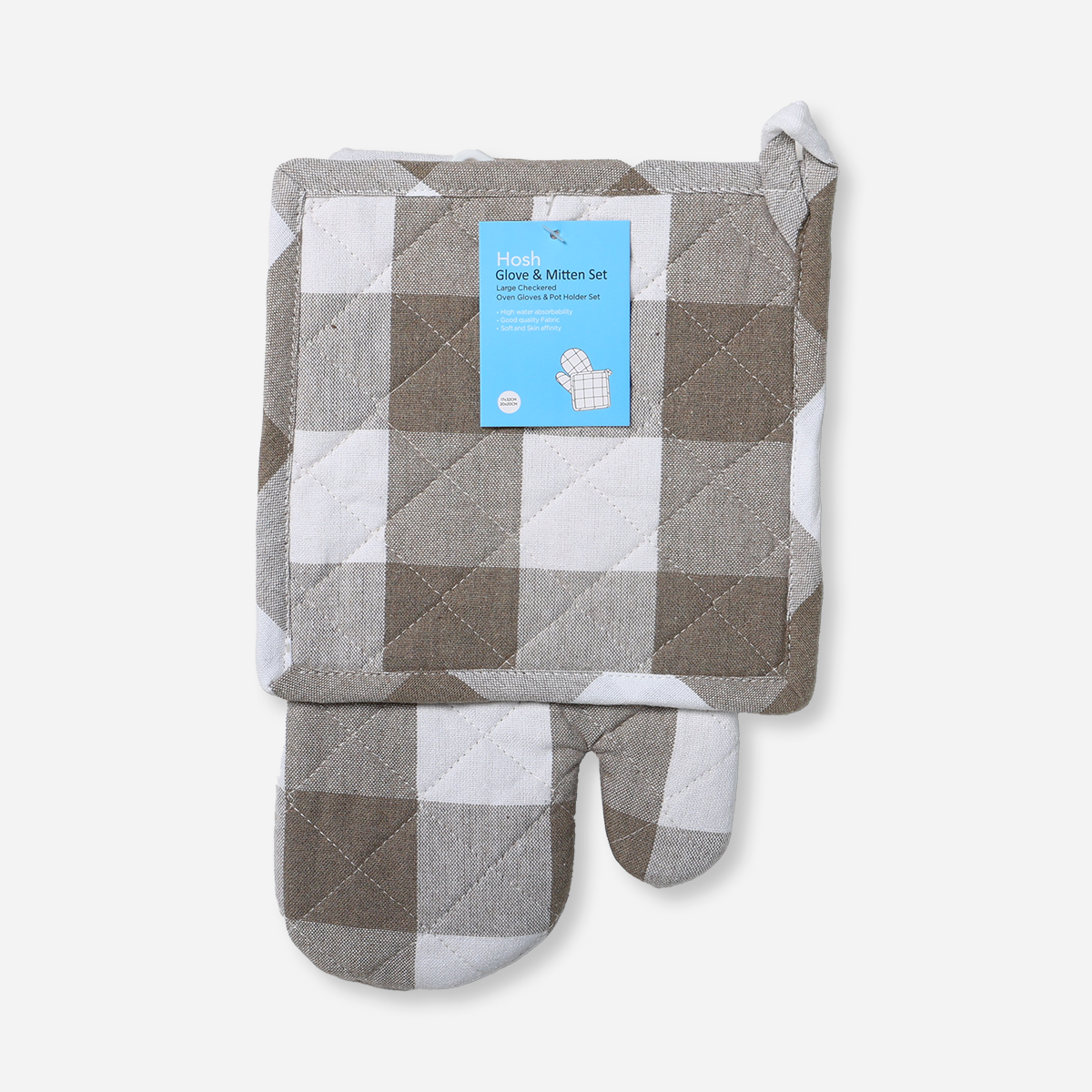 Hosh Glove and Mitten Set Checkered - Beige