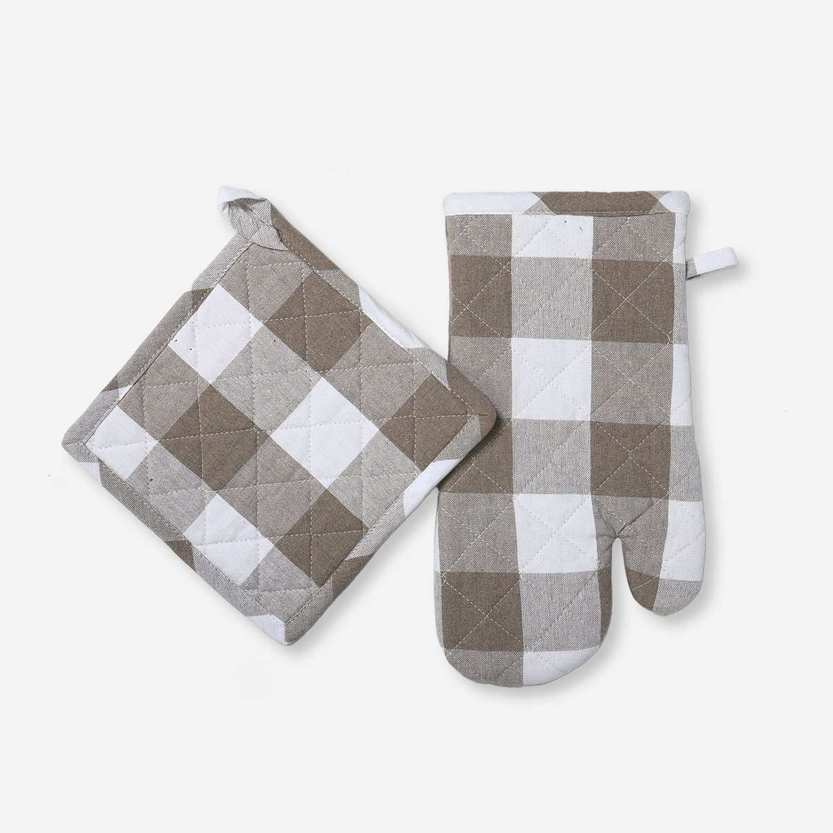 Hosh Glove and Mitten Set Checkered - Beige