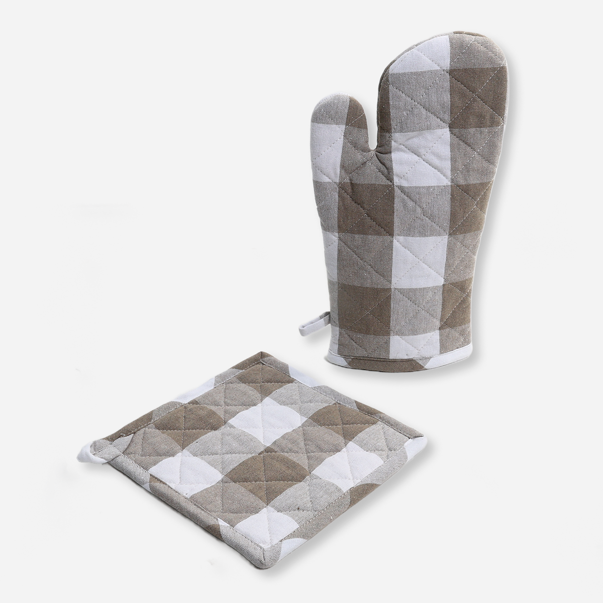 Hosh Glove and Mitten Set Checkered - Beige