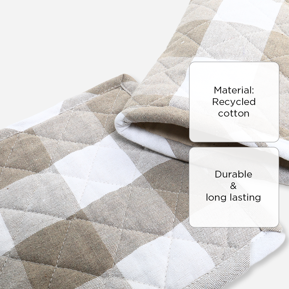 Hosh Glove and Mitten Set Checkered - Beige