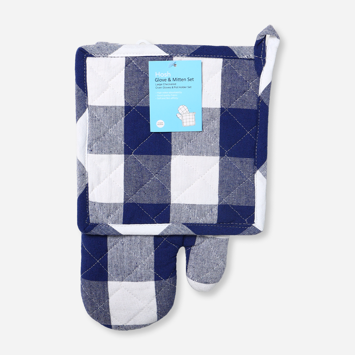 Hosh Glove and Mitten Set Checkered - Blue