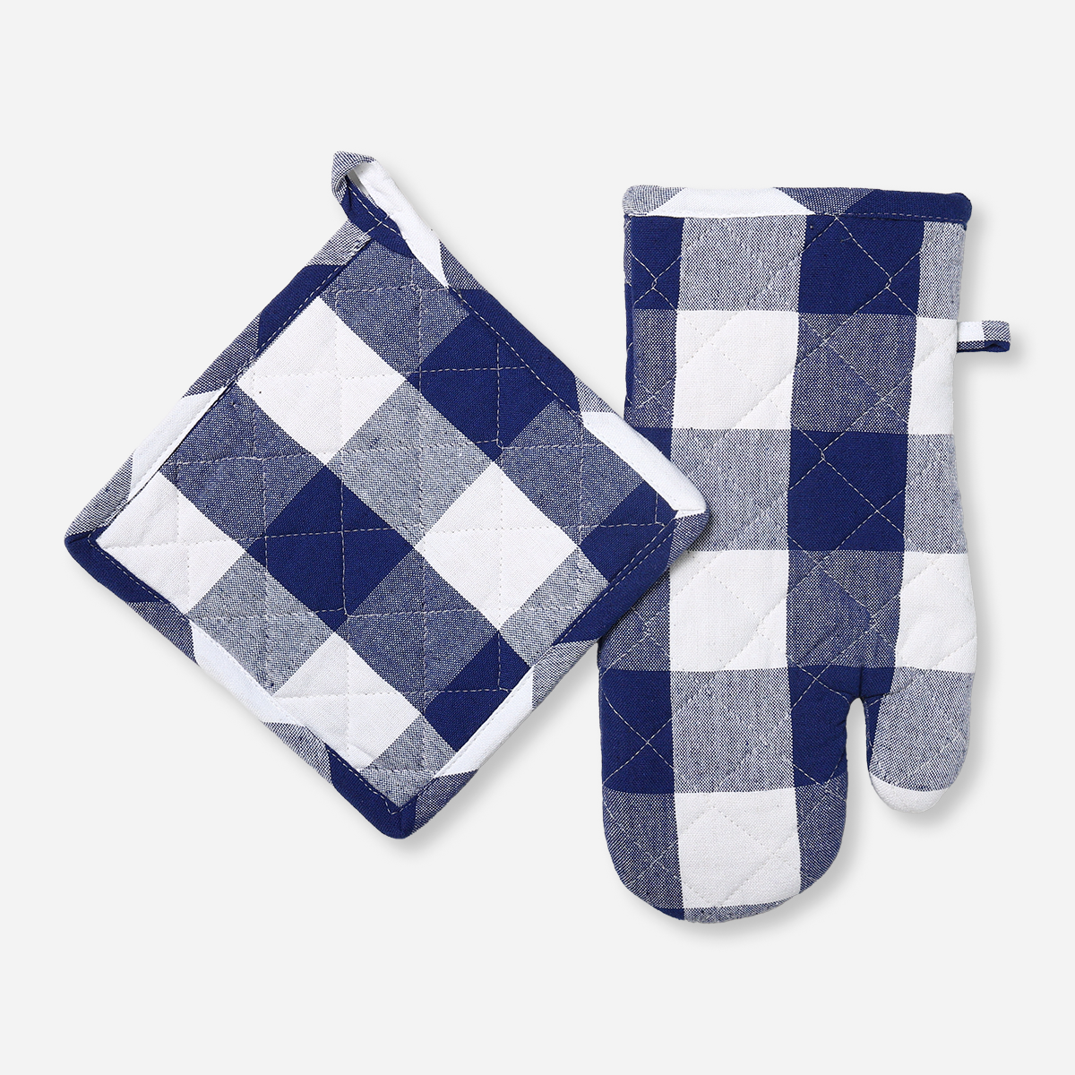 Hosh Glove and Mitten Set Checkered - Blue