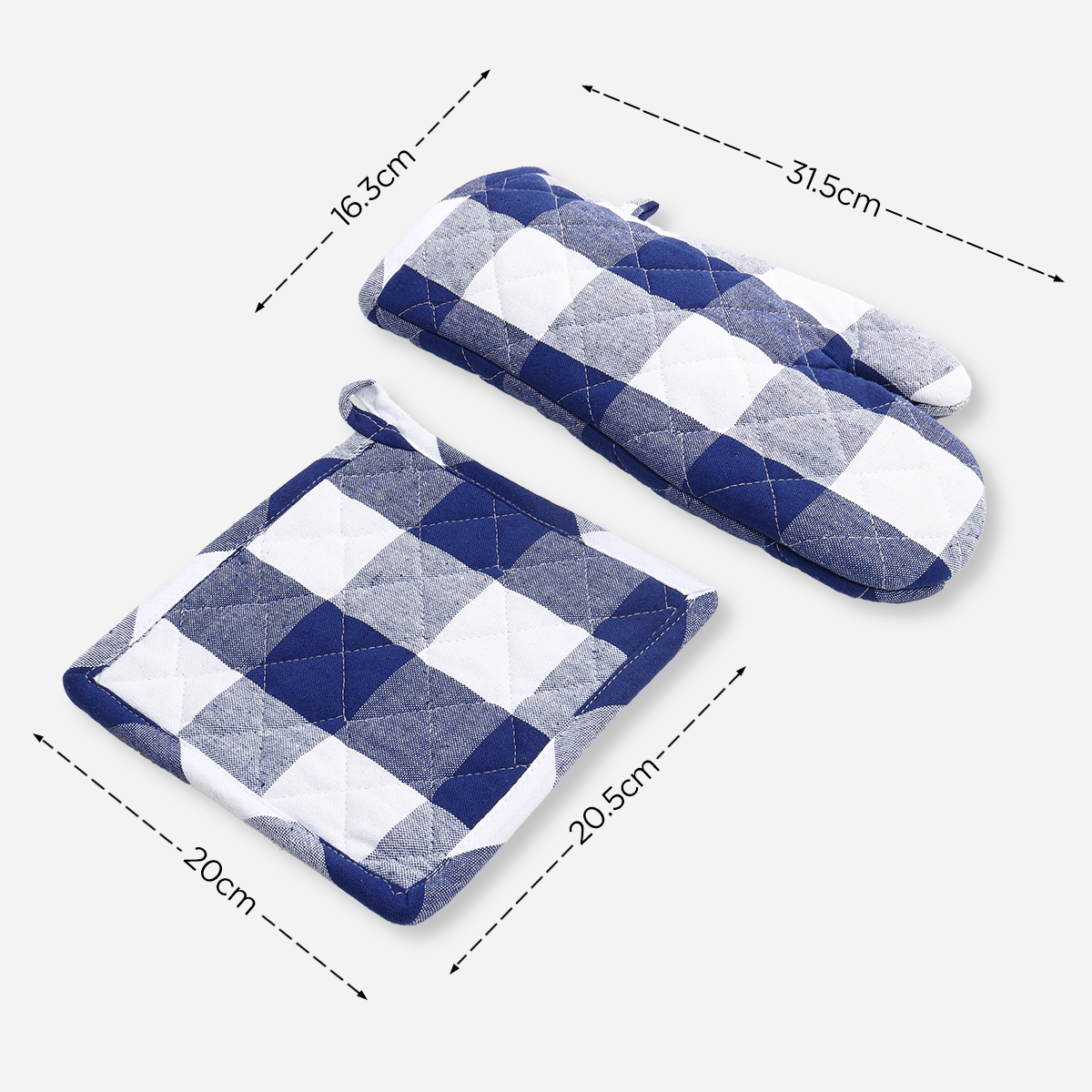 Hosh Glove and Mitten Set Checkered - Blue
