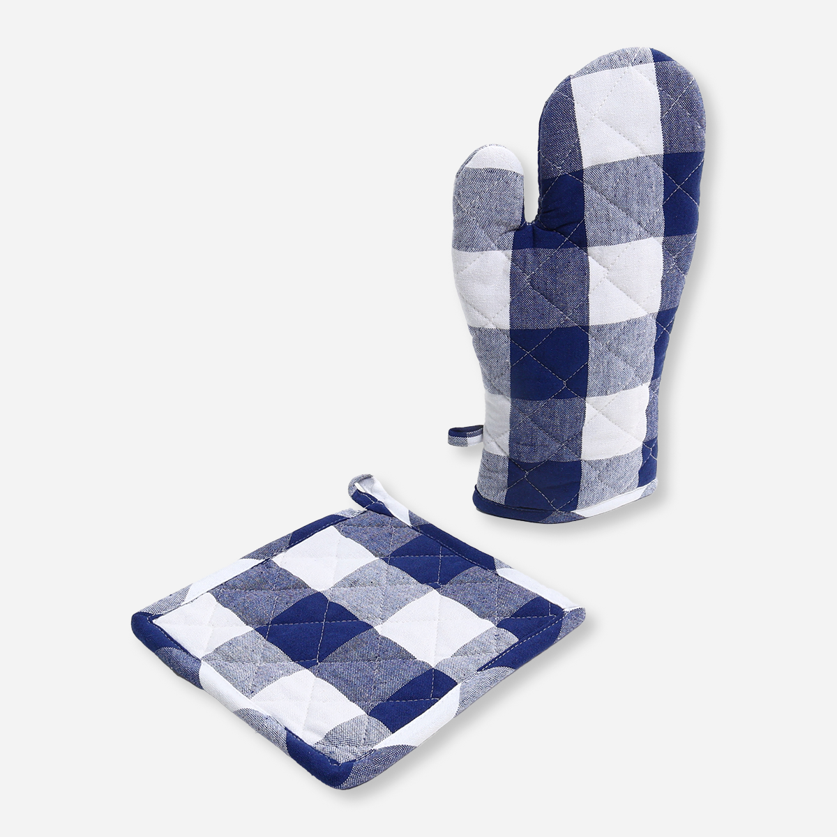 Hosh Glove and Mitten Set Checkered - Blue
