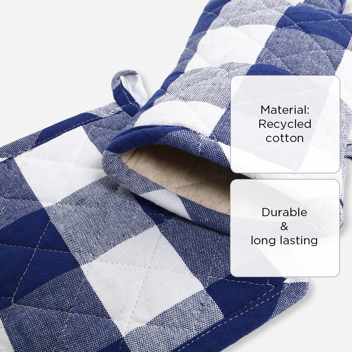 Hosh Glove and Mitten Set Checkered - Blue