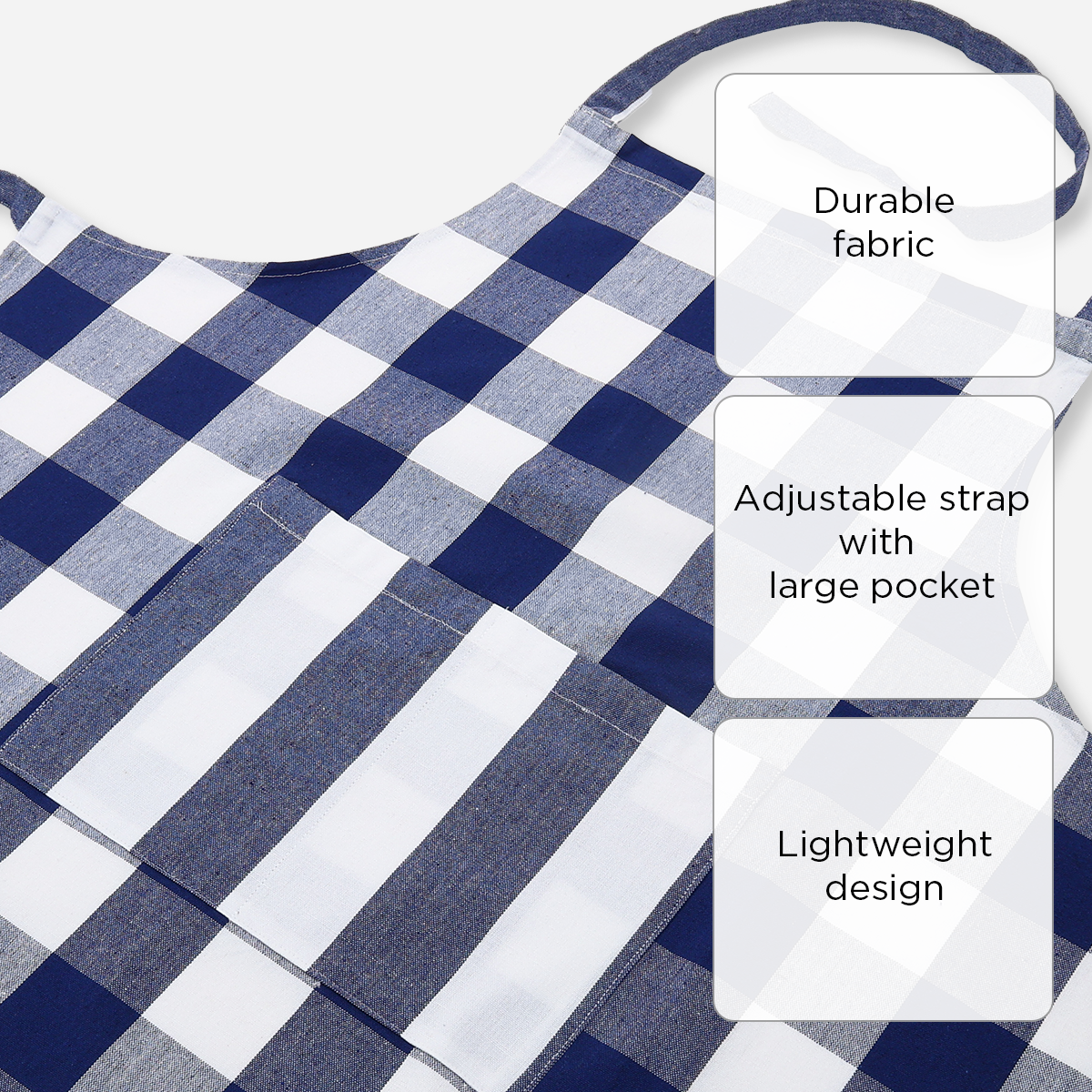 Hosh Apron with Pocket Checkered - Blue