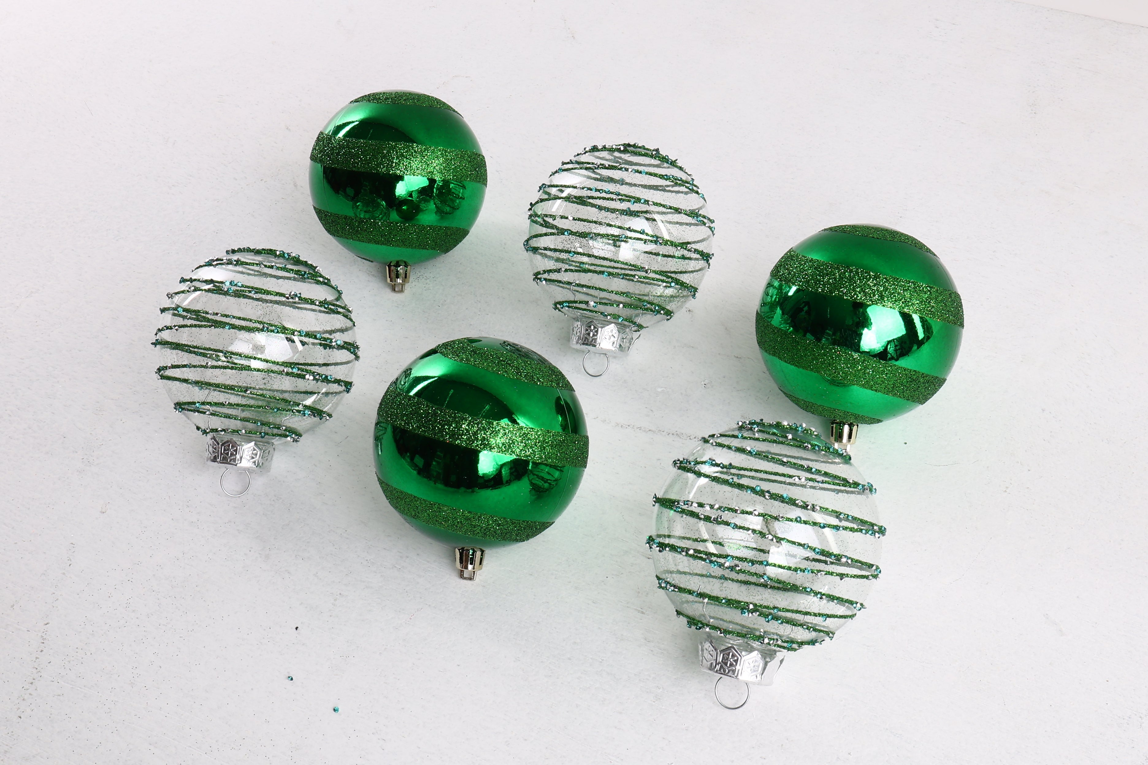SM Home Set of 6 Christmas Balls (Green) - 8cm