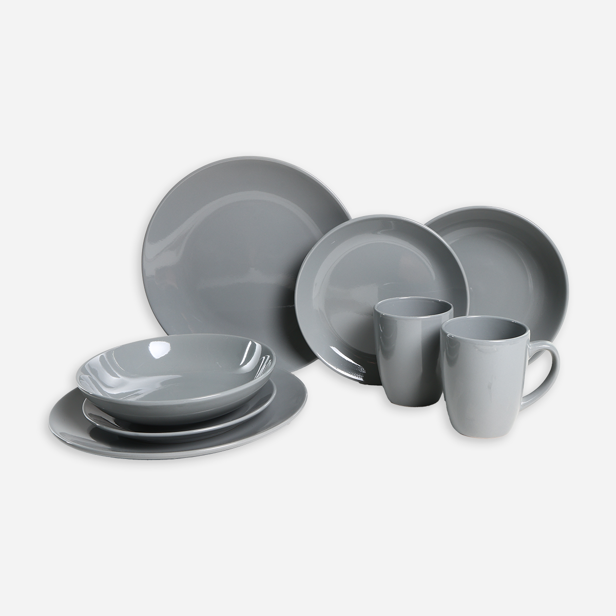 Masflex Set of 8 ZN-1033 Stoneware Dinnerware - Gray