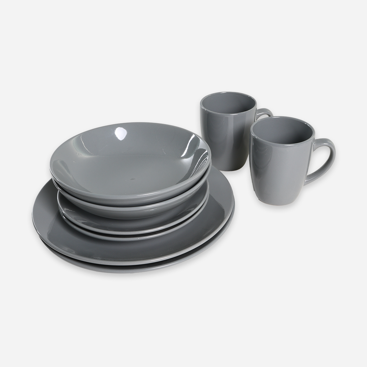 Masflex Set of 8 ZN-1033 Stoneware Dinnerware - Gray