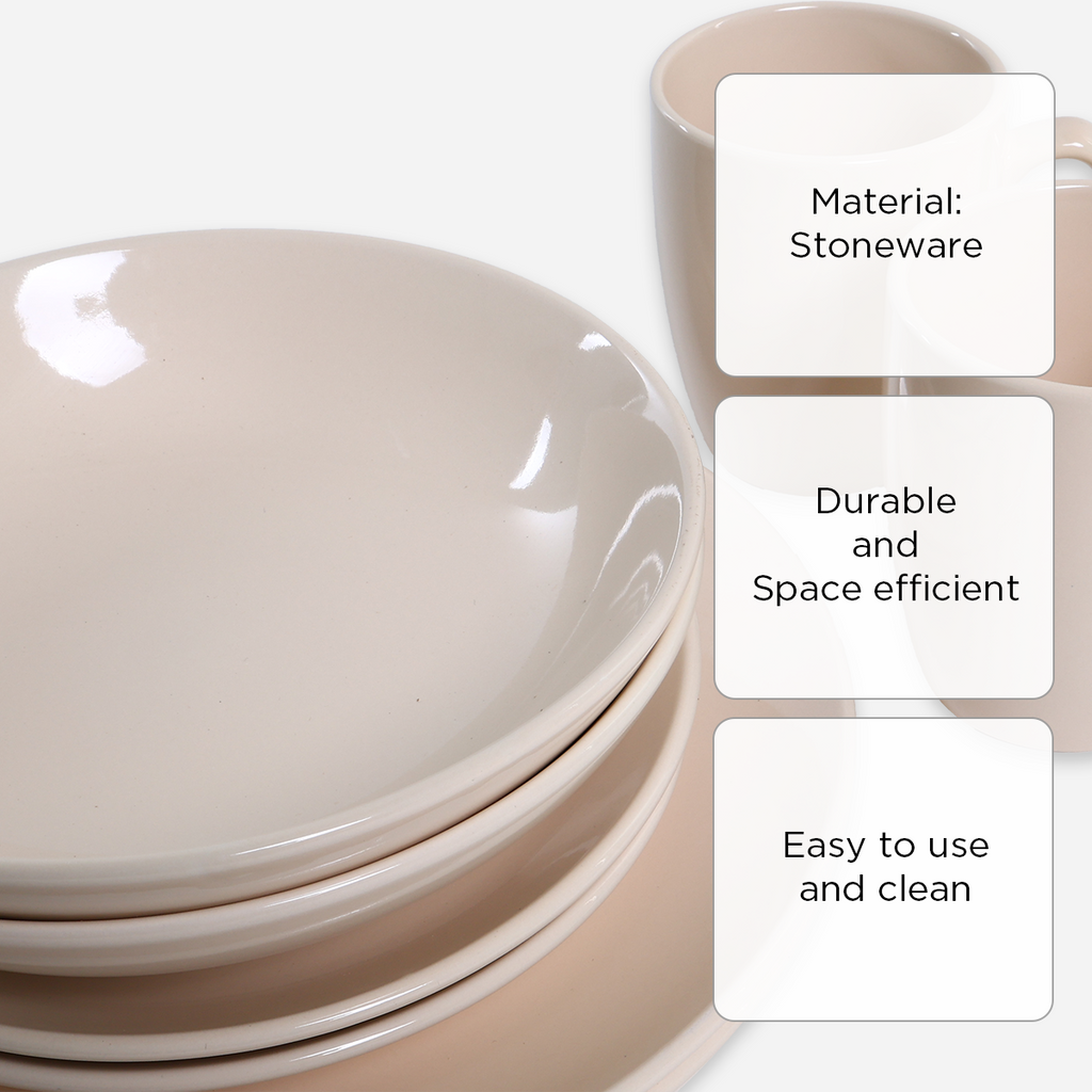 Masflex Set of 8 ZN-1032 Stoneware Dinnerware - Cream – SM Home