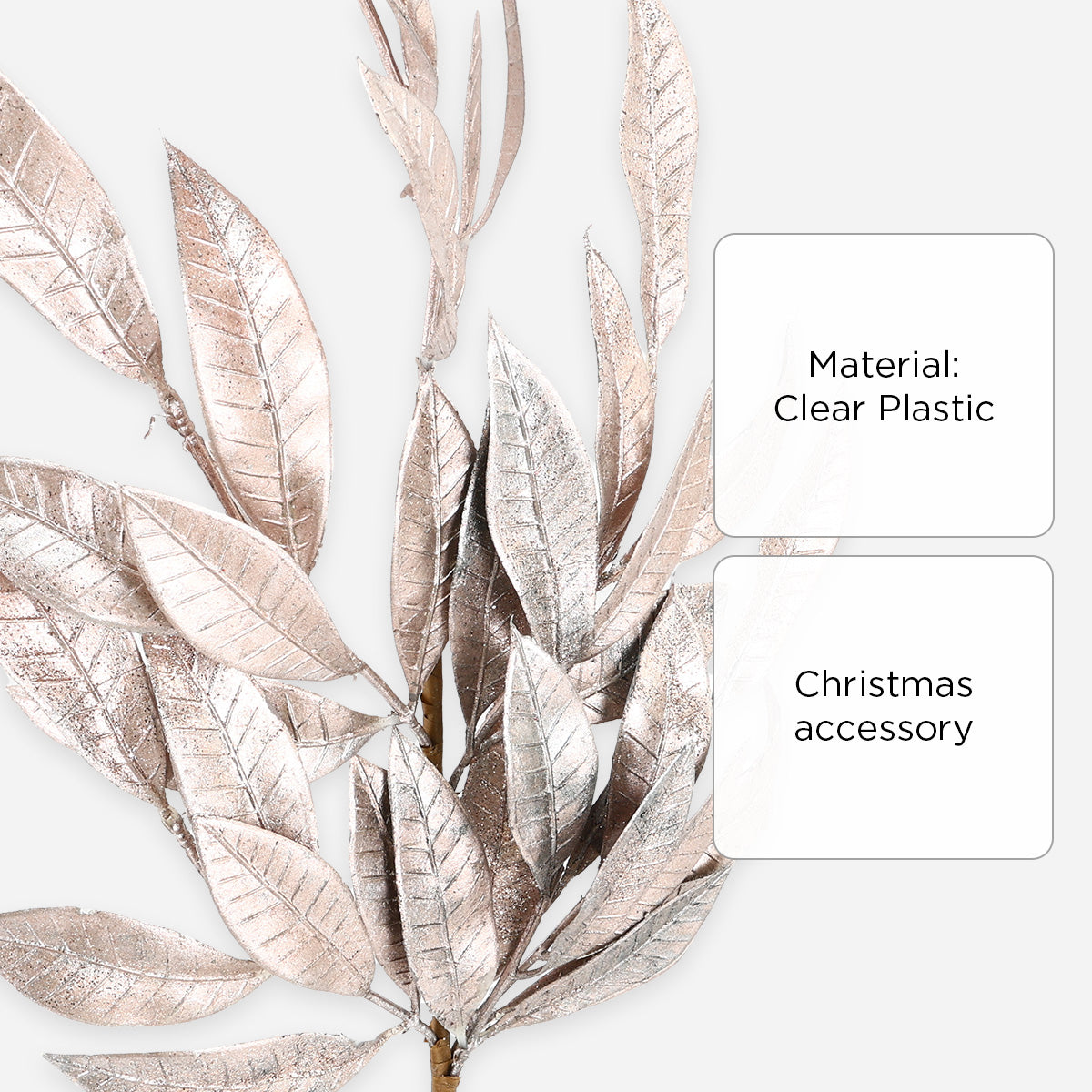 SM Home  Christmas Matt Painted Leave Pick - Rose Gold