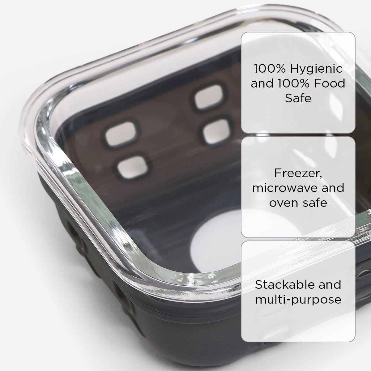 Masflex Square Glass Food Container With Silicone - 320ml