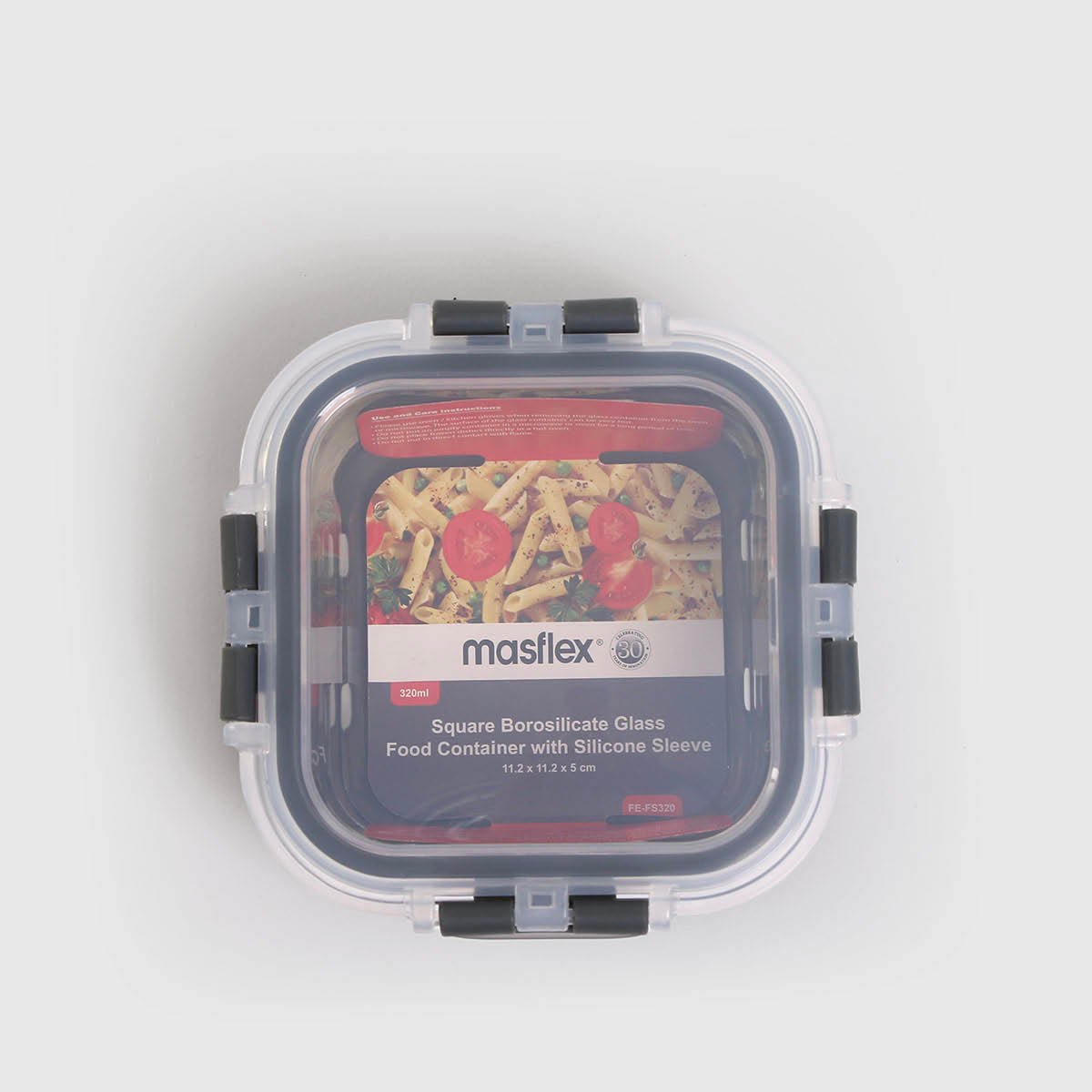 Masflex Square Glass Food Container With Silicone - 320ml
