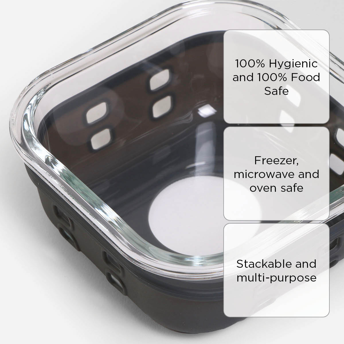 Masflex Square Glass Food Container With Silicone - 520ml