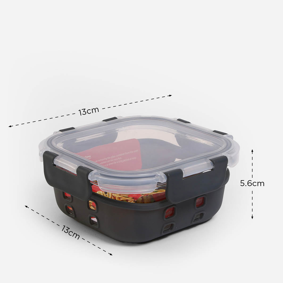 Masflex Square Glass Food Container With Silicone - 520ml
