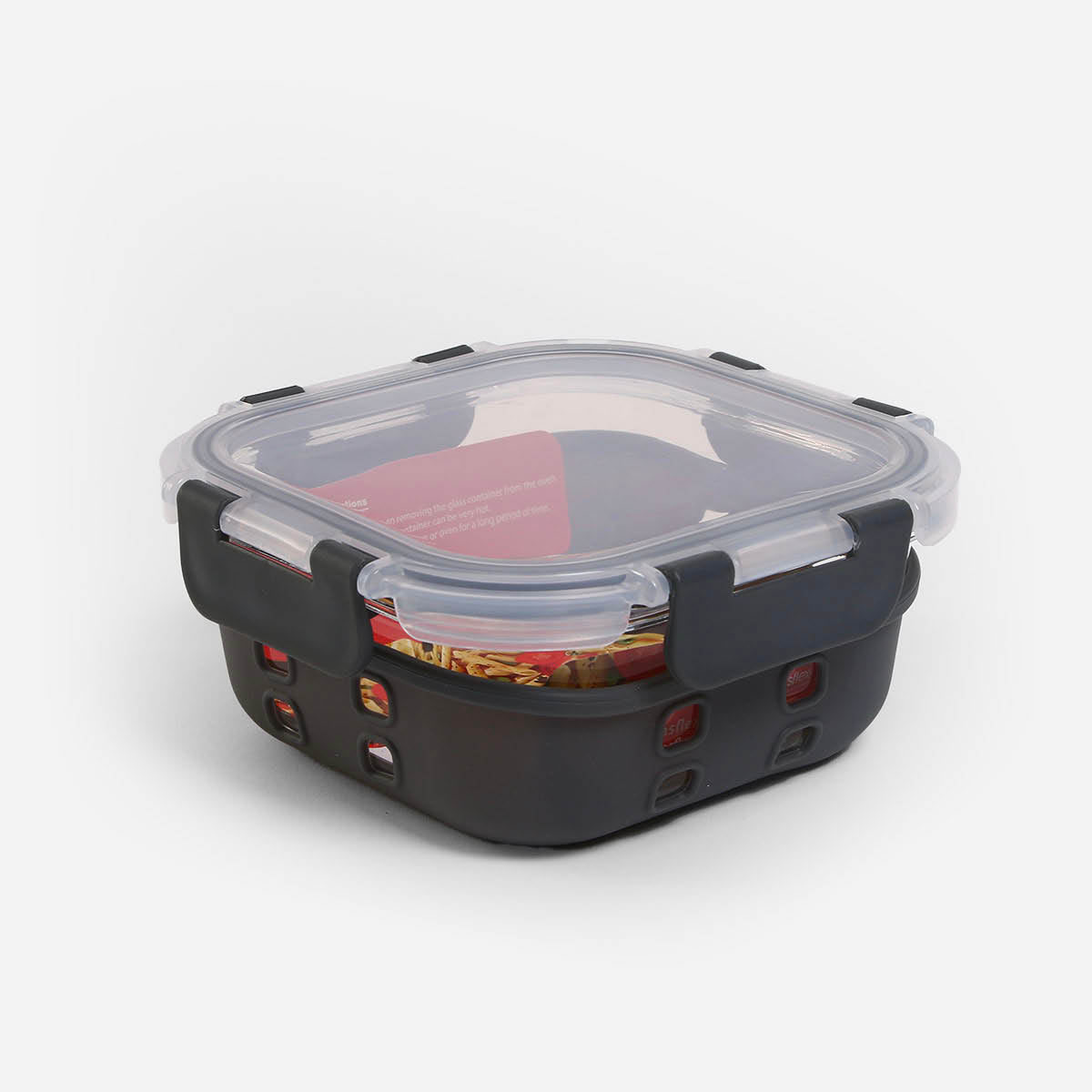 Masflex Square Glass Food Container With Silicone - 520ml