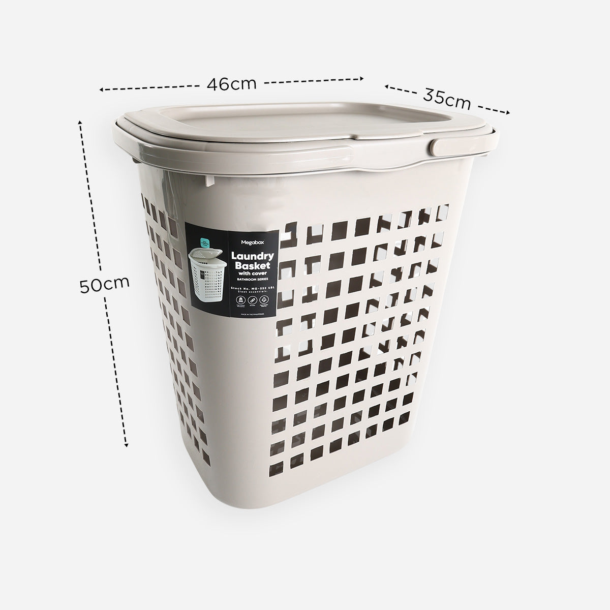 Megabox Laundry Basket with Handle (Ash Gray) - 48L