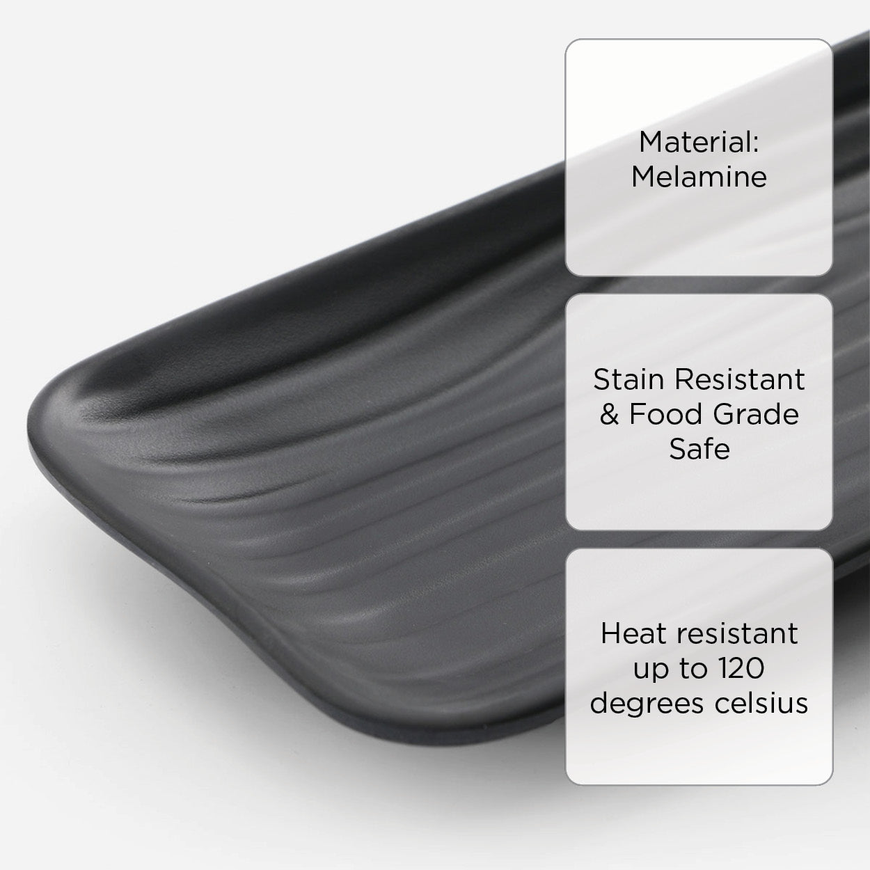 Melawares Zen Rectangular Sauce Dish (ZN16011BLK) - 11in