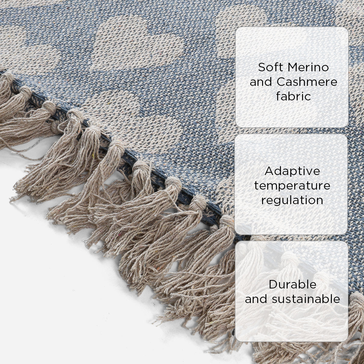 V&E Merino and Cashmere Throw Blanket  - 50x60in