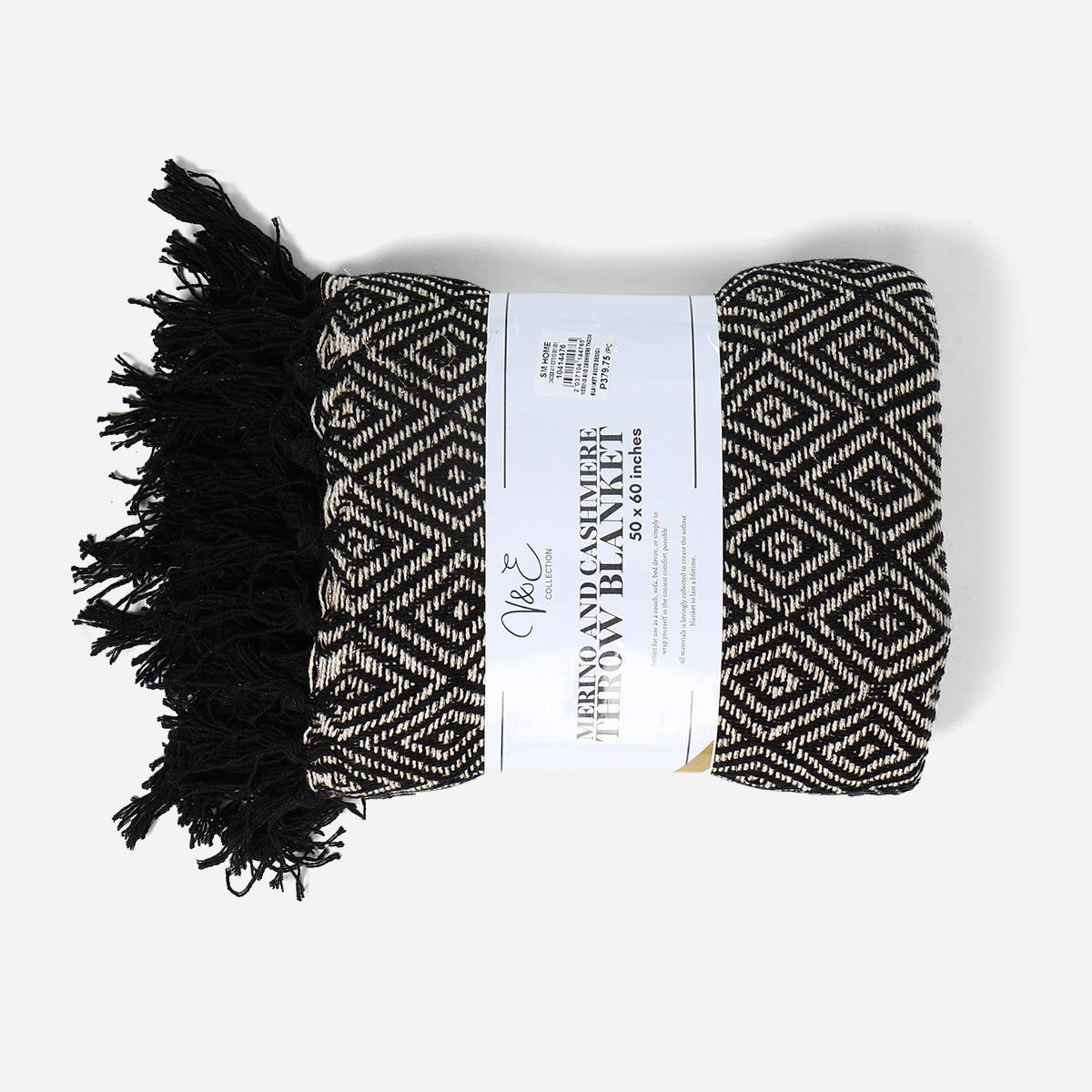 V&E Merino and Cashmere Throw Blanket  - 50x60in