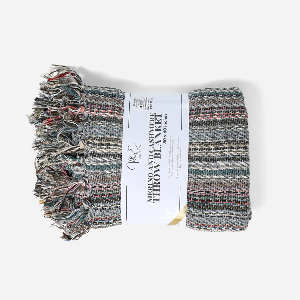V&E Merino and Cashmere Throw Blanket  - 50x60in