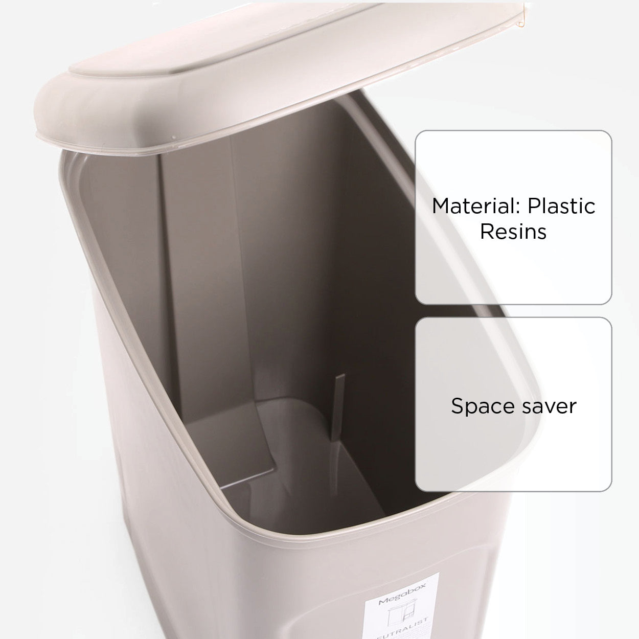 Megabox Neutralist Slim Step Bin MG-711 (Stone Grey) - 16L