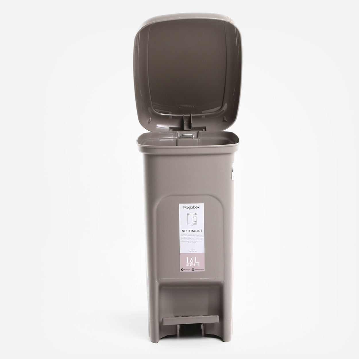 Megabox Neutralist Slim Step Bin MG-711 (Stone Grey) - 16L