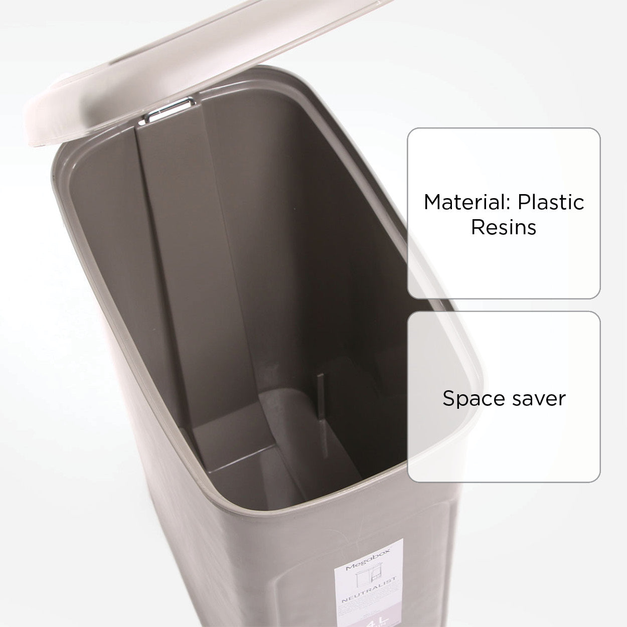 Megabox Neutralist Slim Step Bin MG-712 (Stone Grey) - 34L