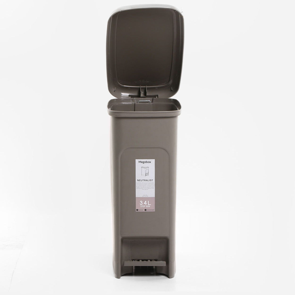 Megabox Neutralist Slim Step Bin MG-712 (Stone Grey) - 34L