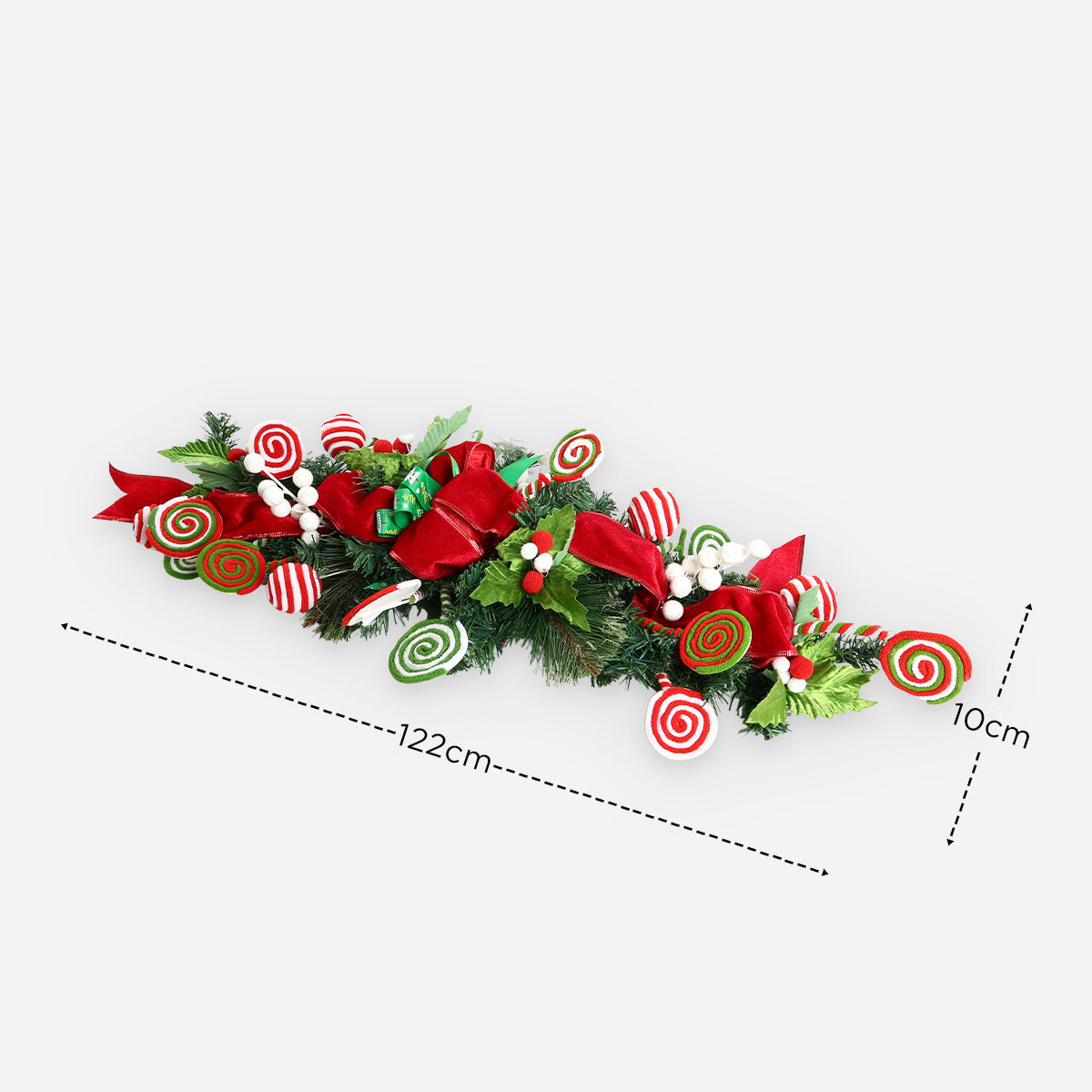 SM Home GAR2502 Christmas Candy Cane Garland - Red