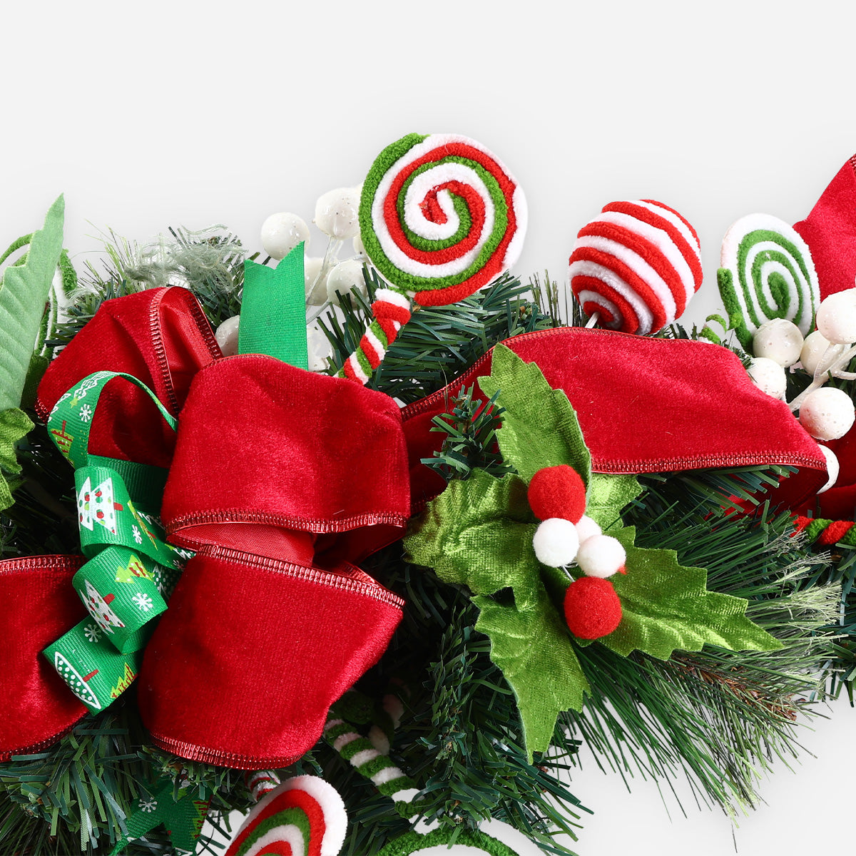 SM Home GAR2502 Christmas Candy Cane Garland - Red