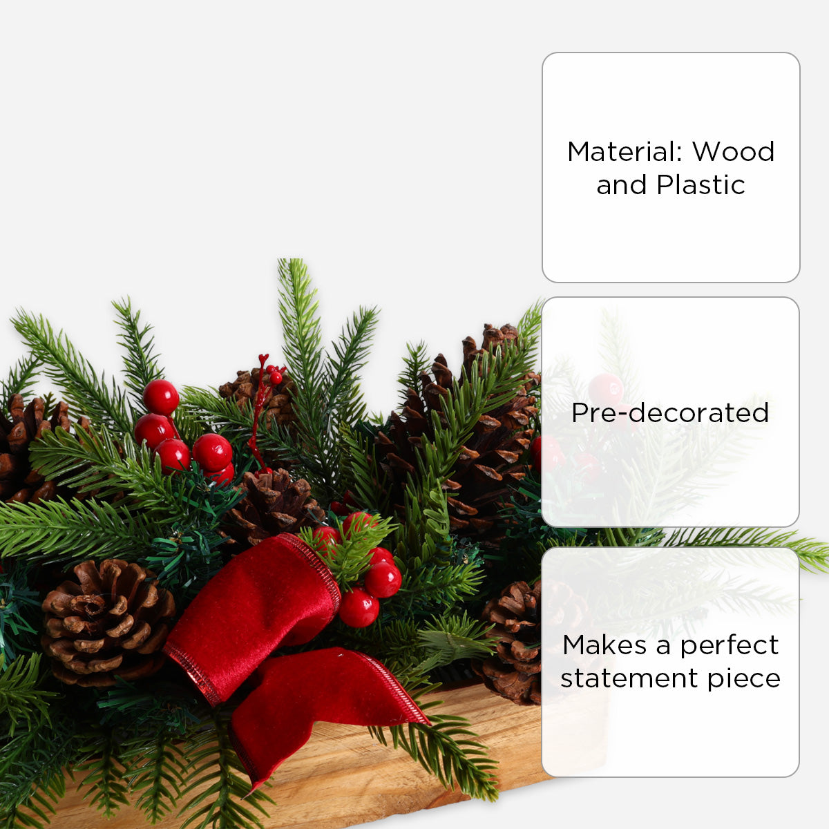 SM Home XDA2515 Christmas Arrangement with Berries and Pine Cone - Red