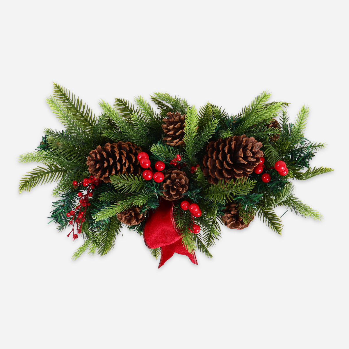 SM Home XDA2515 Christmas Arrangement with Berries and Pine Cone - Red