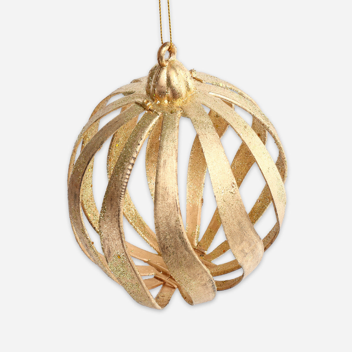 SM Home T45464 6 G Christmas Ball Swirly Pattern - Gold