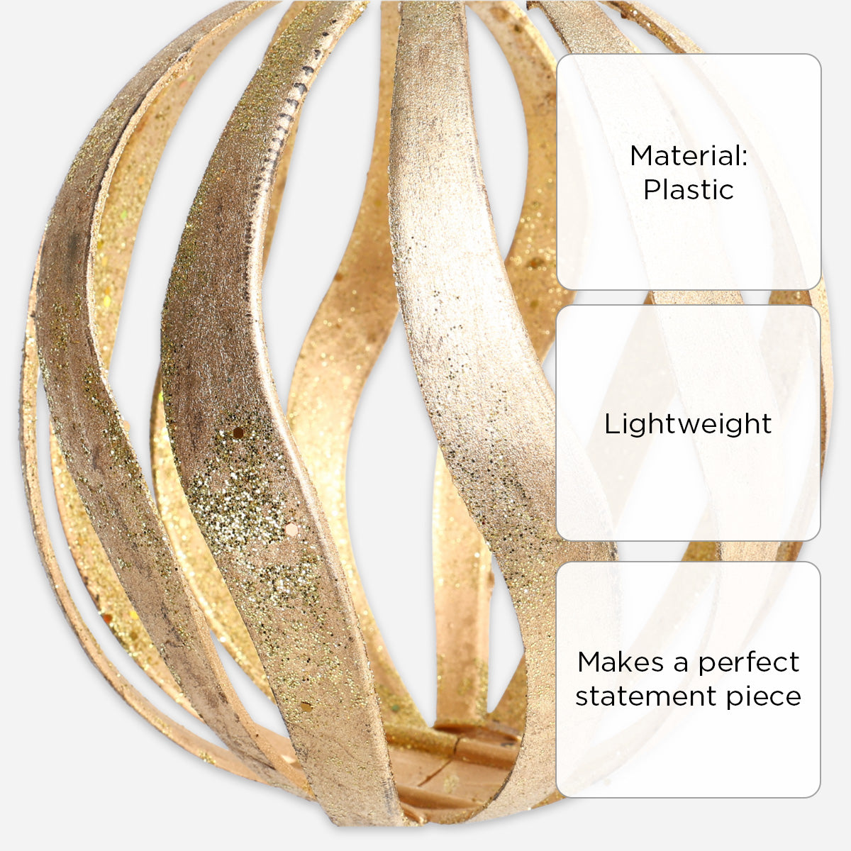 SM Home T45464 6 G Christmas Ball Swirly Pattern - Gold