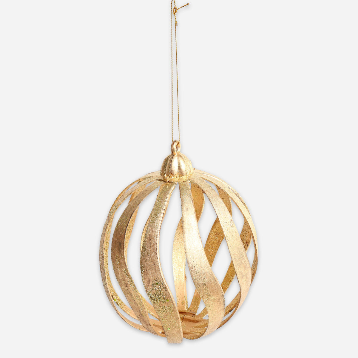 SM Home T45464 6 G Christmas Ball Swirly Pattern - Gold