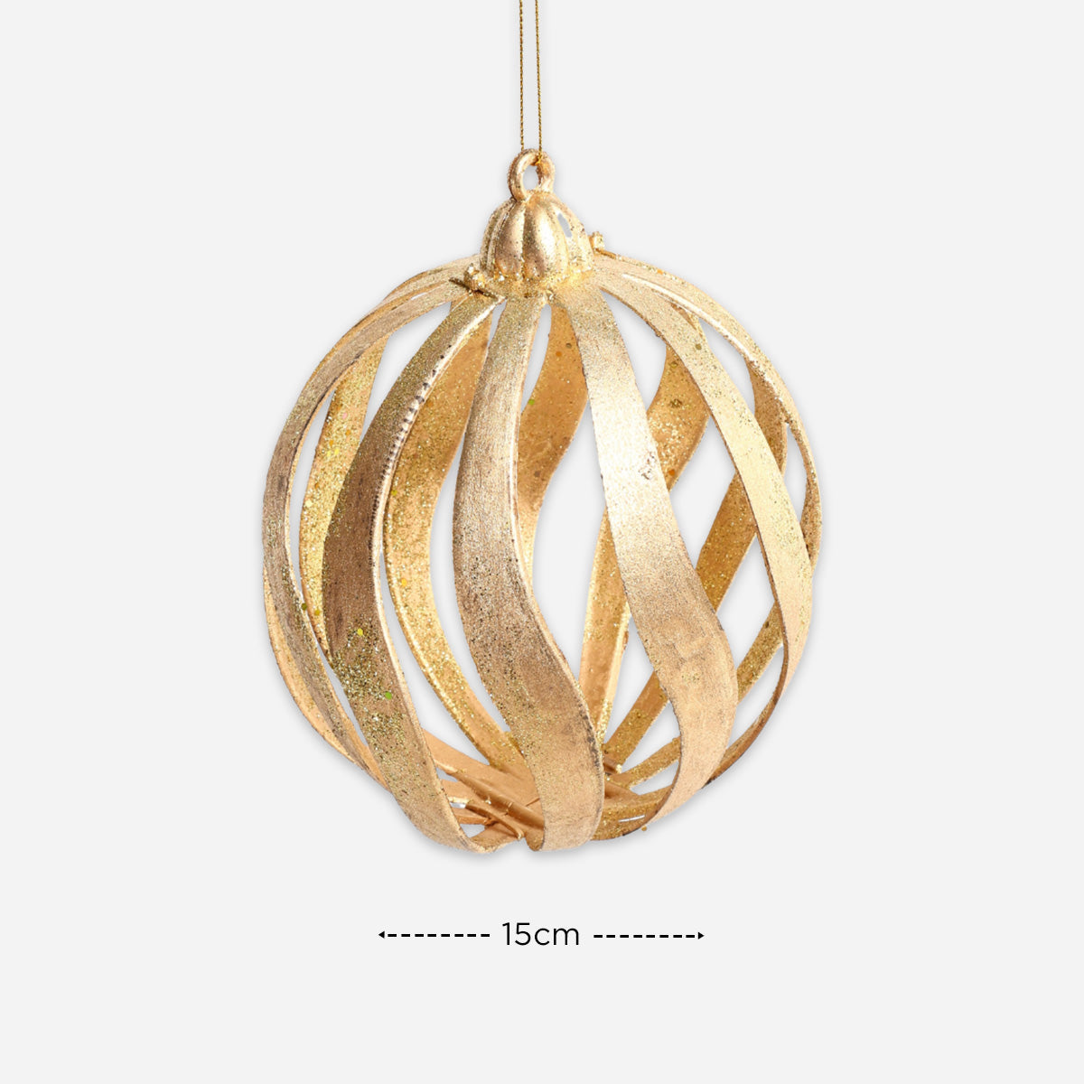 SM Home T45464 6 G Christmas Ball Swirly Pattern - Gold