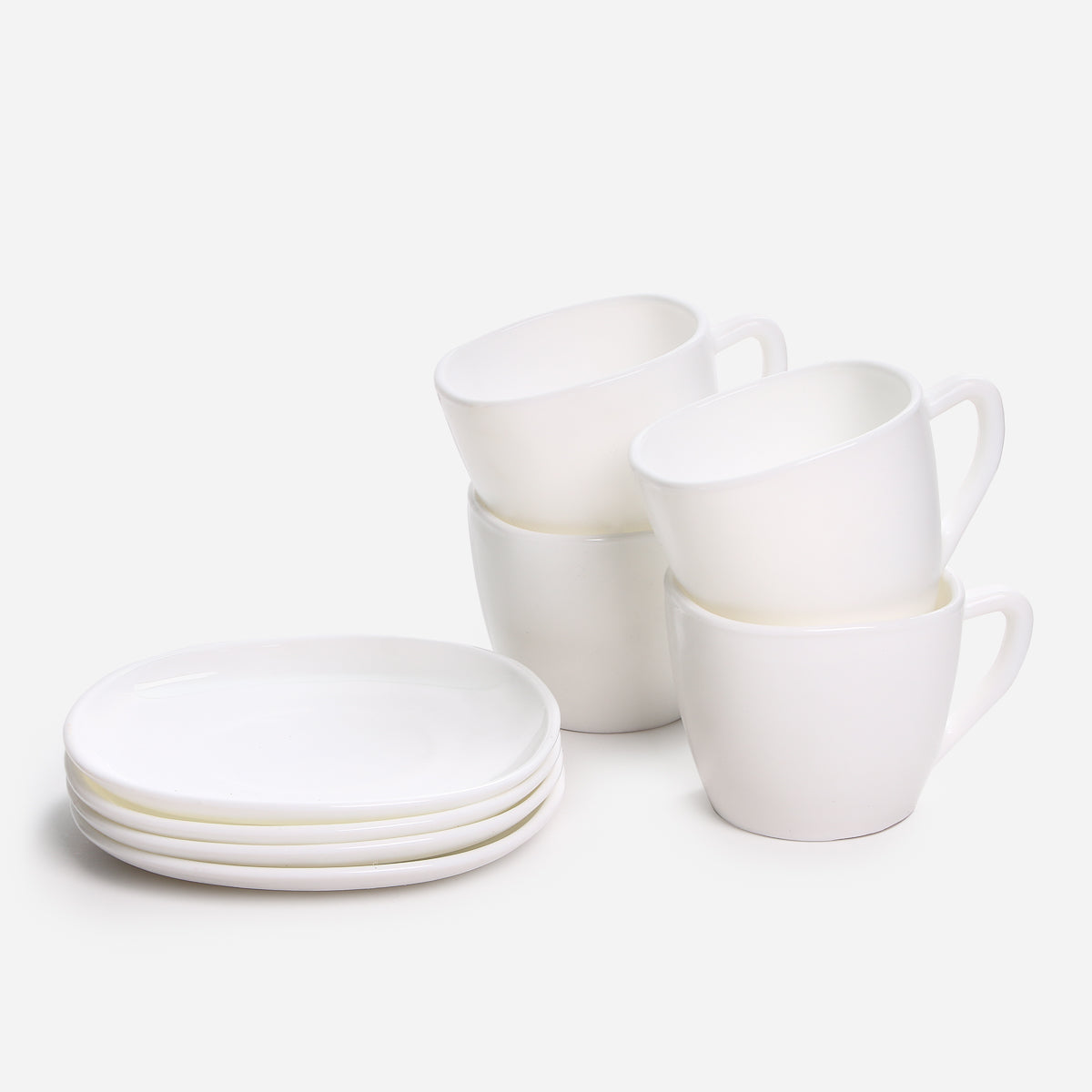 Omega Elara 8-piece Opal Cup and Saucer Set - White