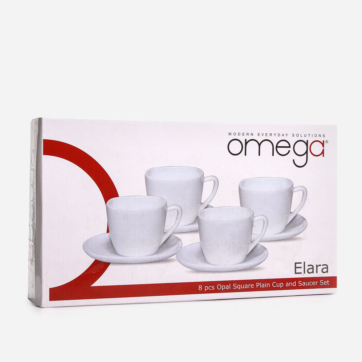Omega Elara 8-piece Opal Cup and Saucer Set - White
