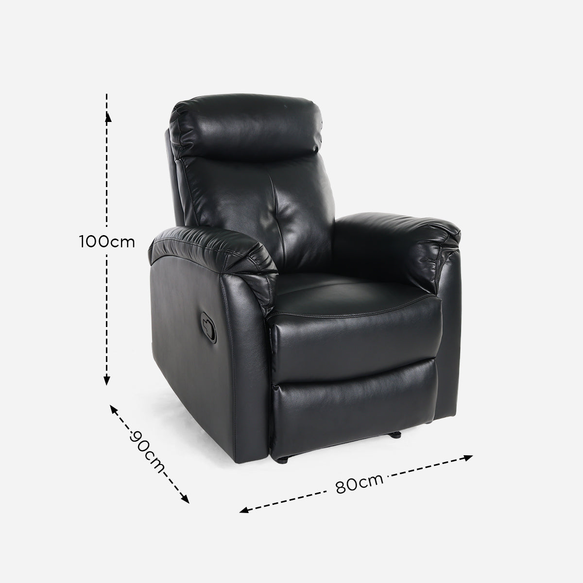 Plushy 1-Seater Air Leather Recliner - Black
