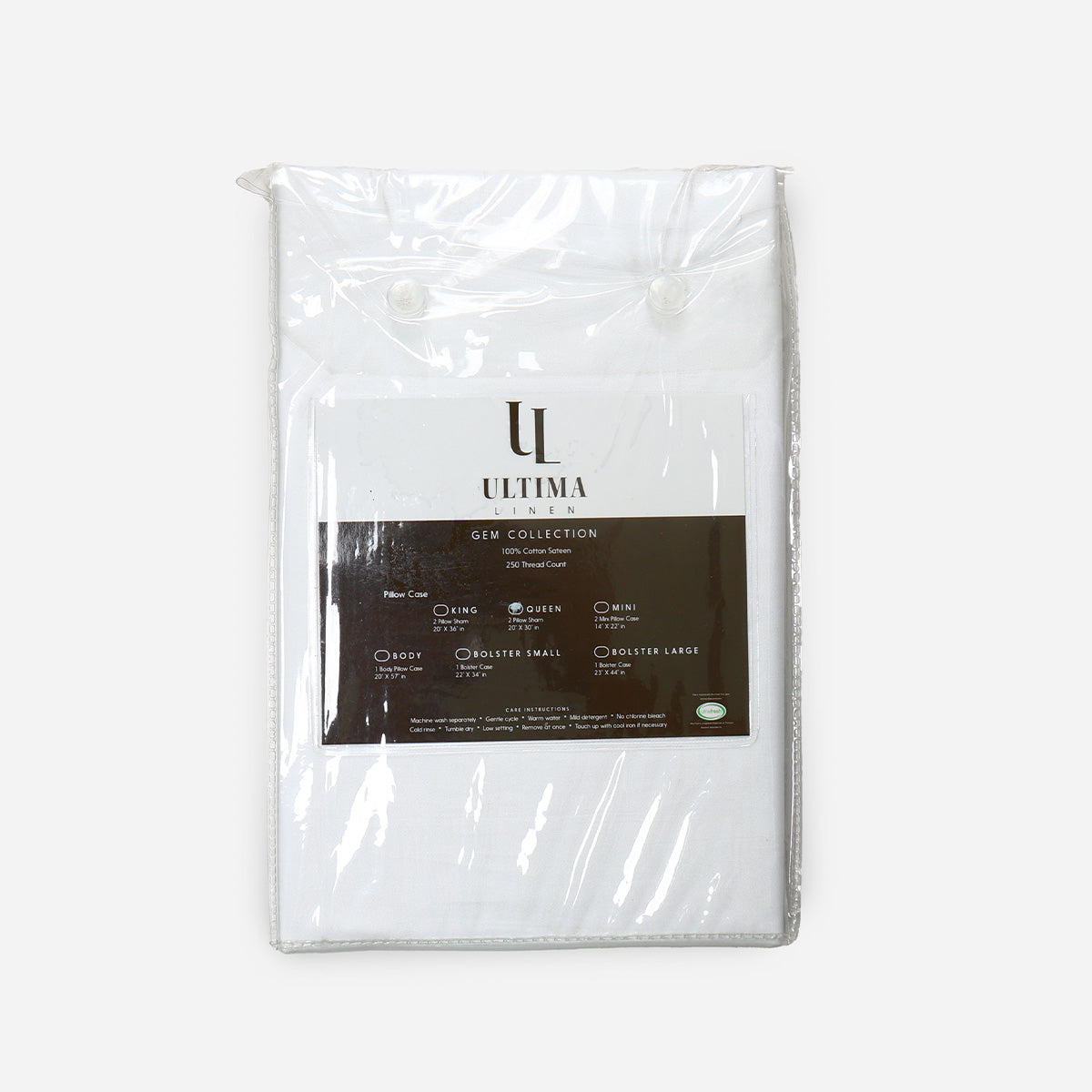 Ultima Linen Pearl Pillow Sham (White) - 20x30in