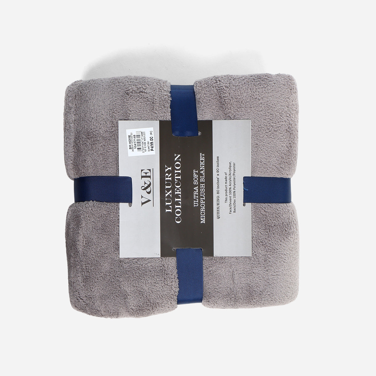 V&E Micro Fleece Blanket (Gray) - 80x90in