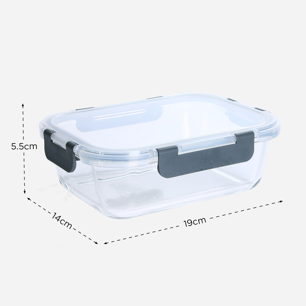 Hosh Rectangular Glass Food Container With PP Lid - 1040ml